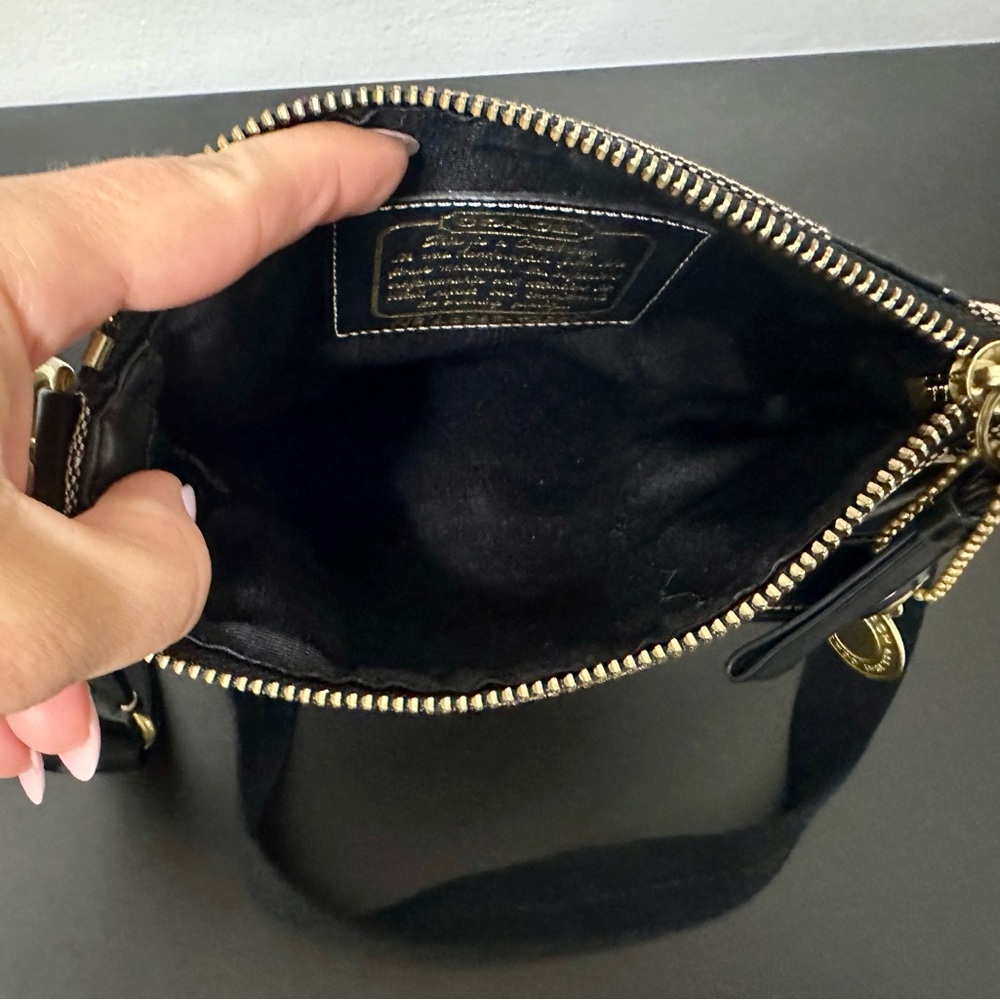 Coach Black and Grayish Tan Legacy Crossbody Bag. EUC W Coach Tag & Bag Charm. - Picture 12 of 14